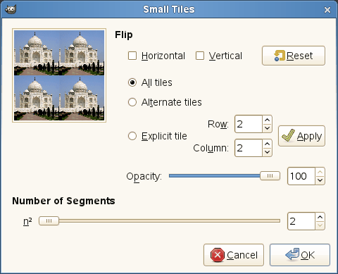 “Small Tiles” filter options