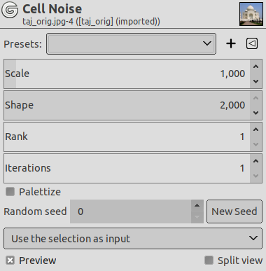 “Cell Noise” filter options
