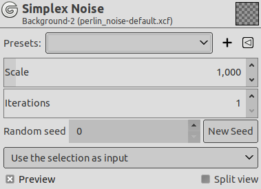 “Simplex Noise” filter options