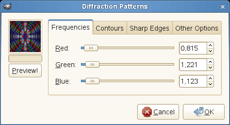 “Diffraction Patterns” filter options