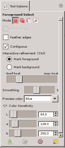 “Foreground Select” tool options