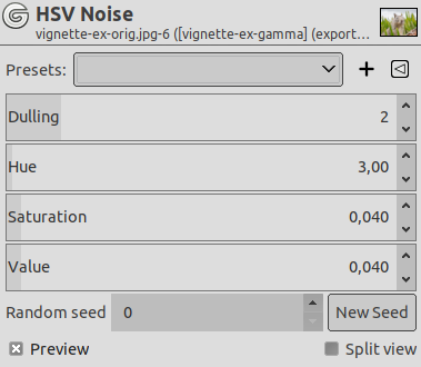 Opzioni del filtro «rumore HSV»