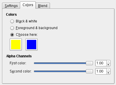 “Sinus” filter options (Colors)